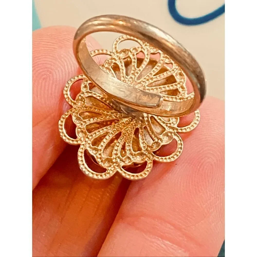 Vintage Gold Tone Owl Ring Adjustable